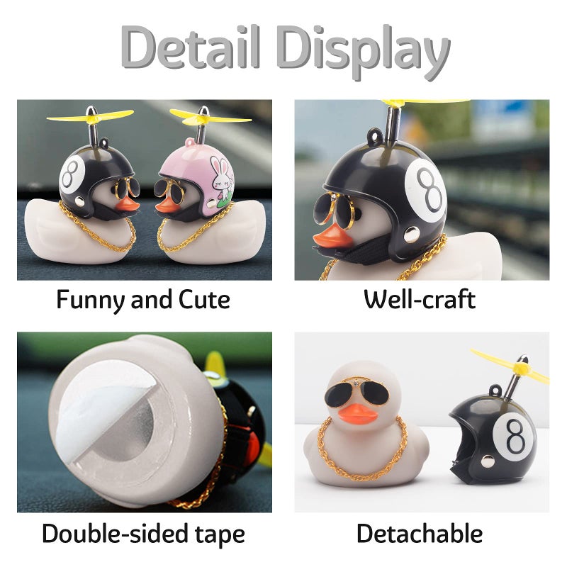 ونوو زينة سيارة على شكل بطة مطاطية من Wonuu - بطة رمادية مع خوذة المروحة ونظارات رائعة - Image 2